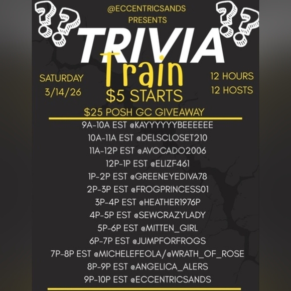 Accessories - 3/14 Trivia Train And $5 Tray